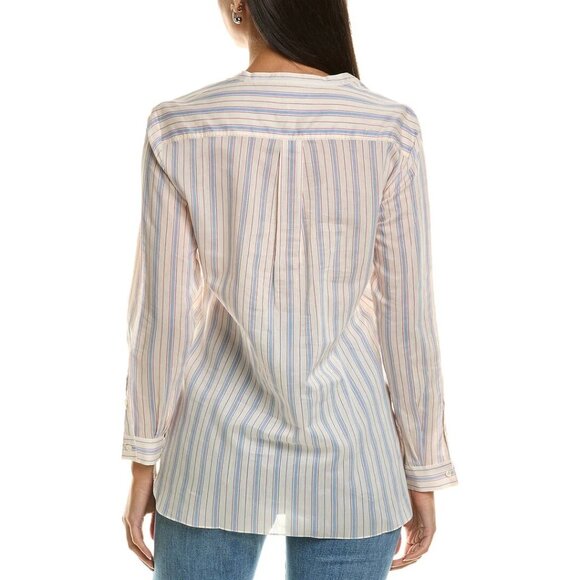 FRAME Denim Silk-Blend Henley Shirt Women Size S/P New With Tag - Picture 2 of 2